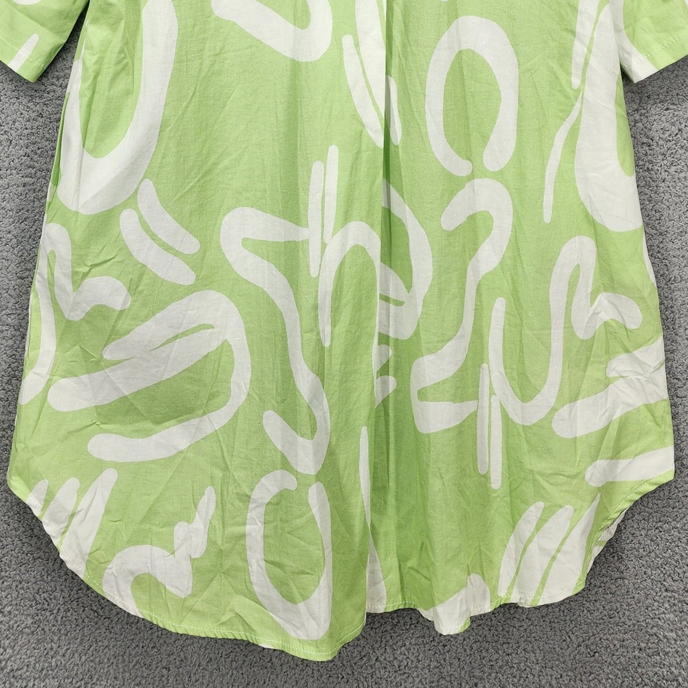 New Collection Made in Italy Print Tunic Top Women's Medium Green White V Neck - Picture 10 of 13